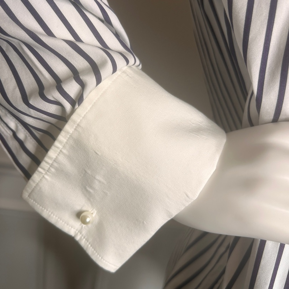 Lauren Ralph Lauren Navy & White Button Up Shirt, Sz. XL - Picture 3 of 16